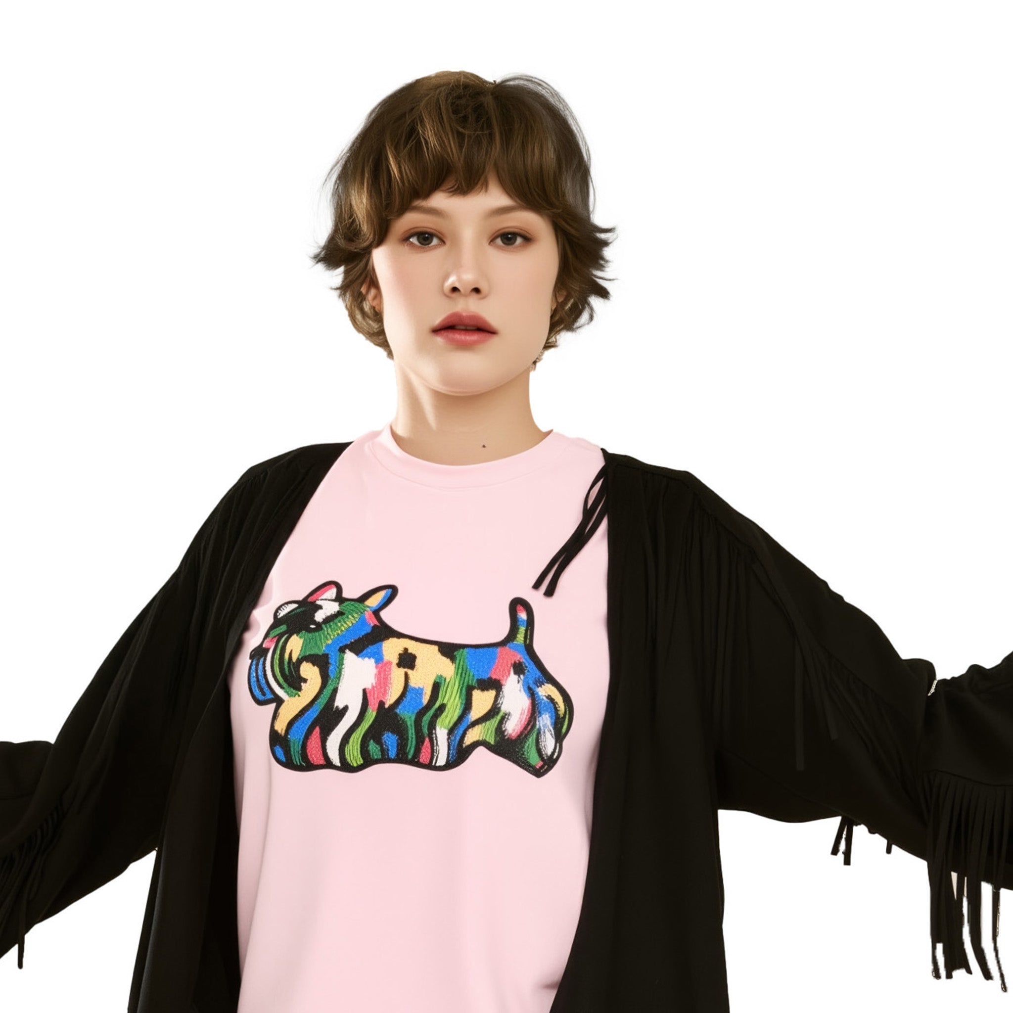 Cotton Doggy Printed & Embroidered T-Shirt