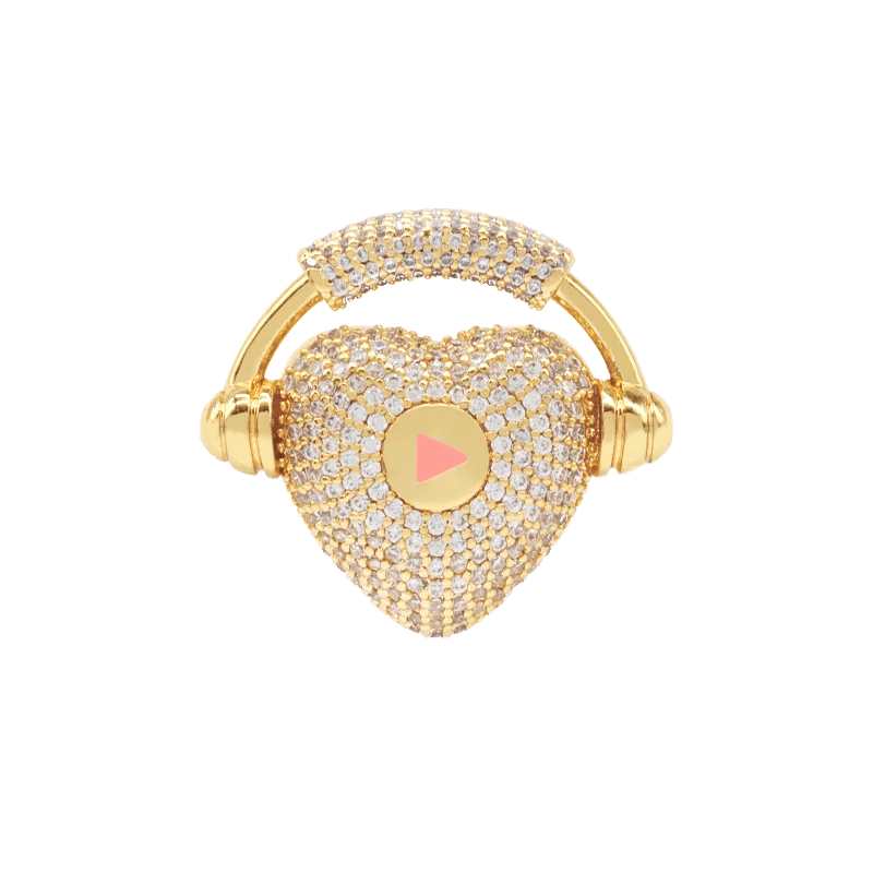 Heart & Headphone Crystal Brooch - SAHI London | Handcrafted Jewellery Handbags & T-shirt Fashion