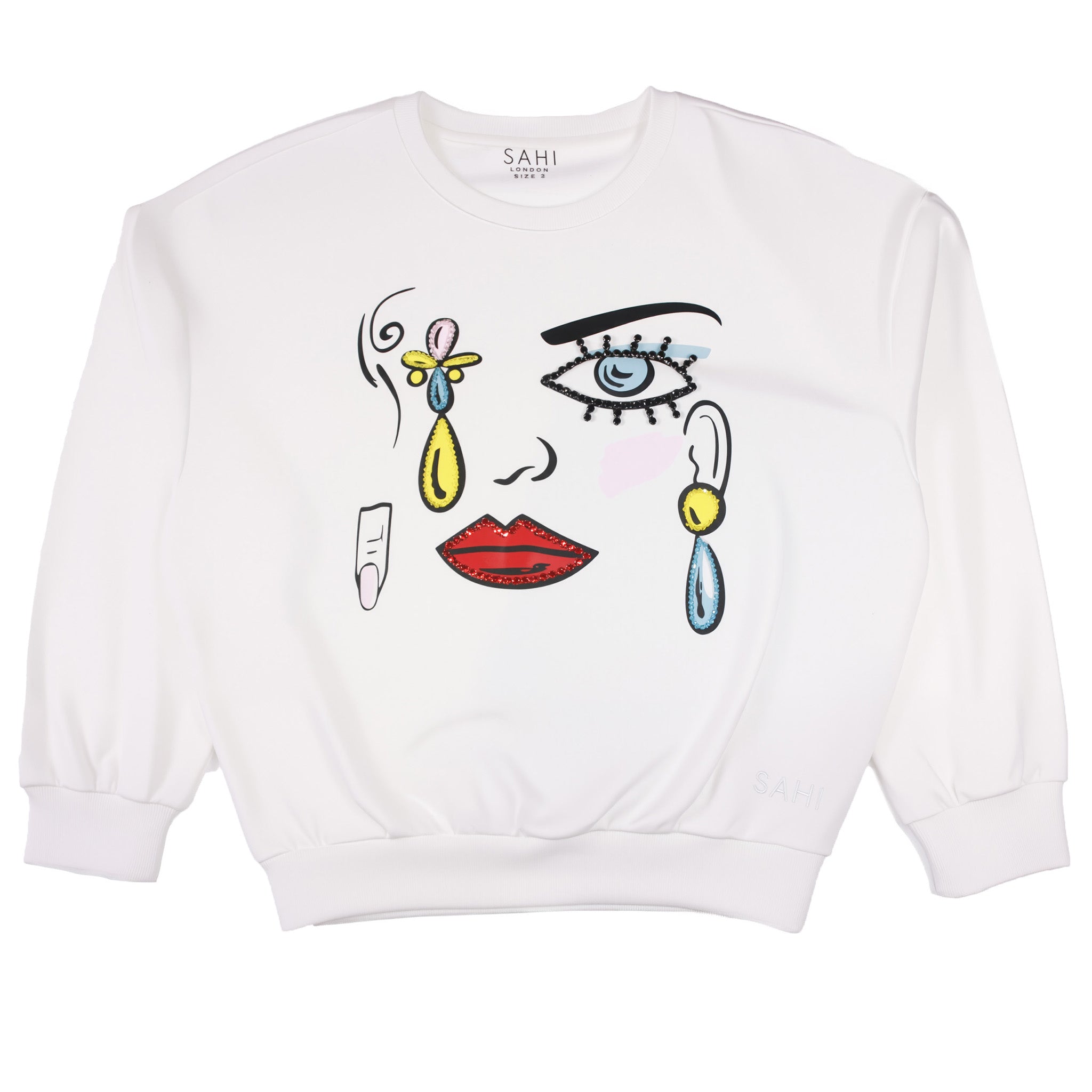 Cotton Printed and Embroidered Sweatshirt