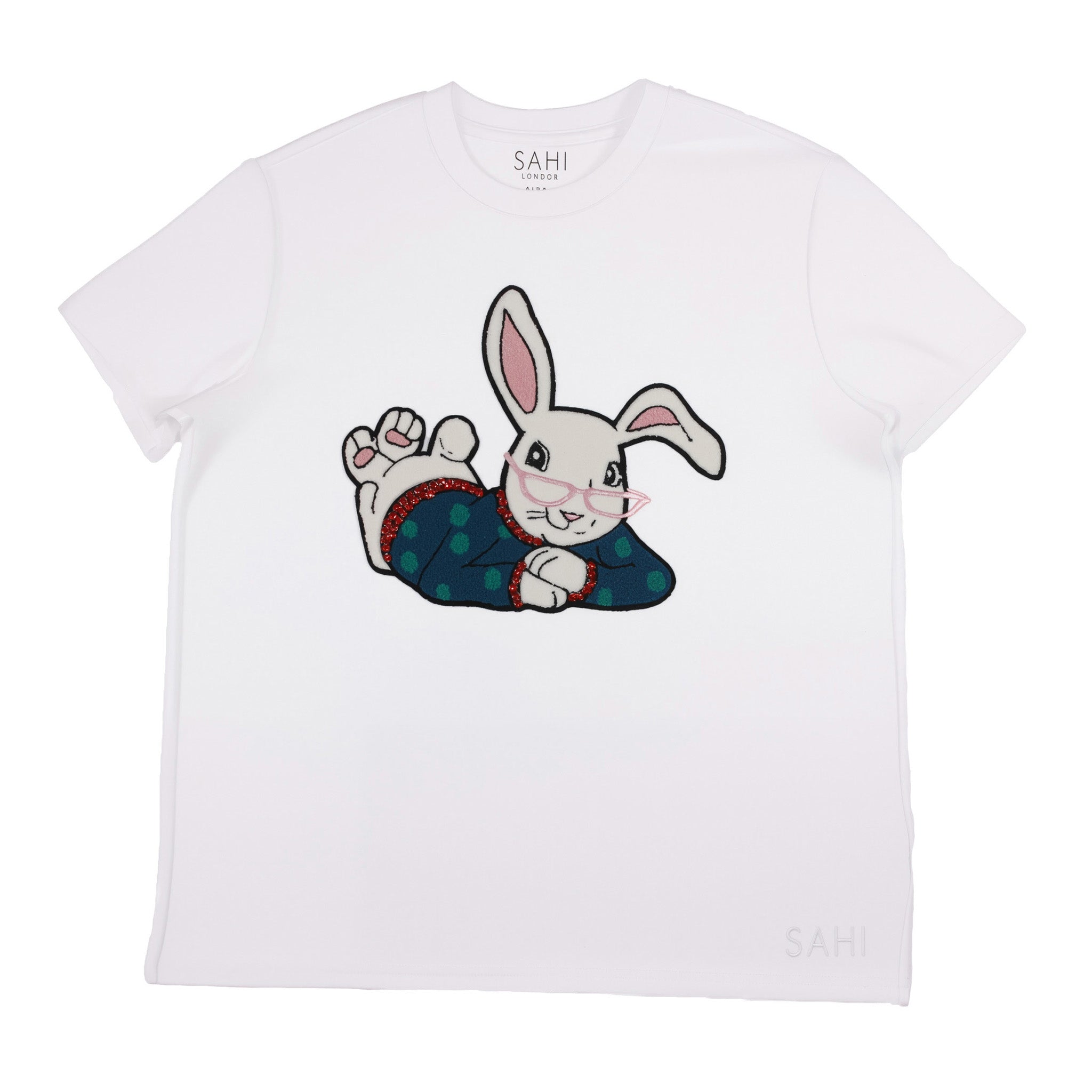 Cotton Rabbit Printed & Embroidered T-Shirt