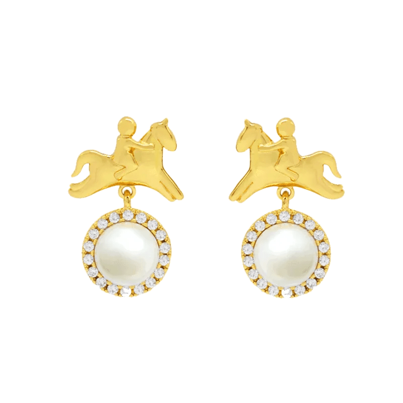White Pearl Zircon Stones Crystal Drop Earring - SAHI London | Handcrafted Jewellery Handbags & T-shirt Fashion