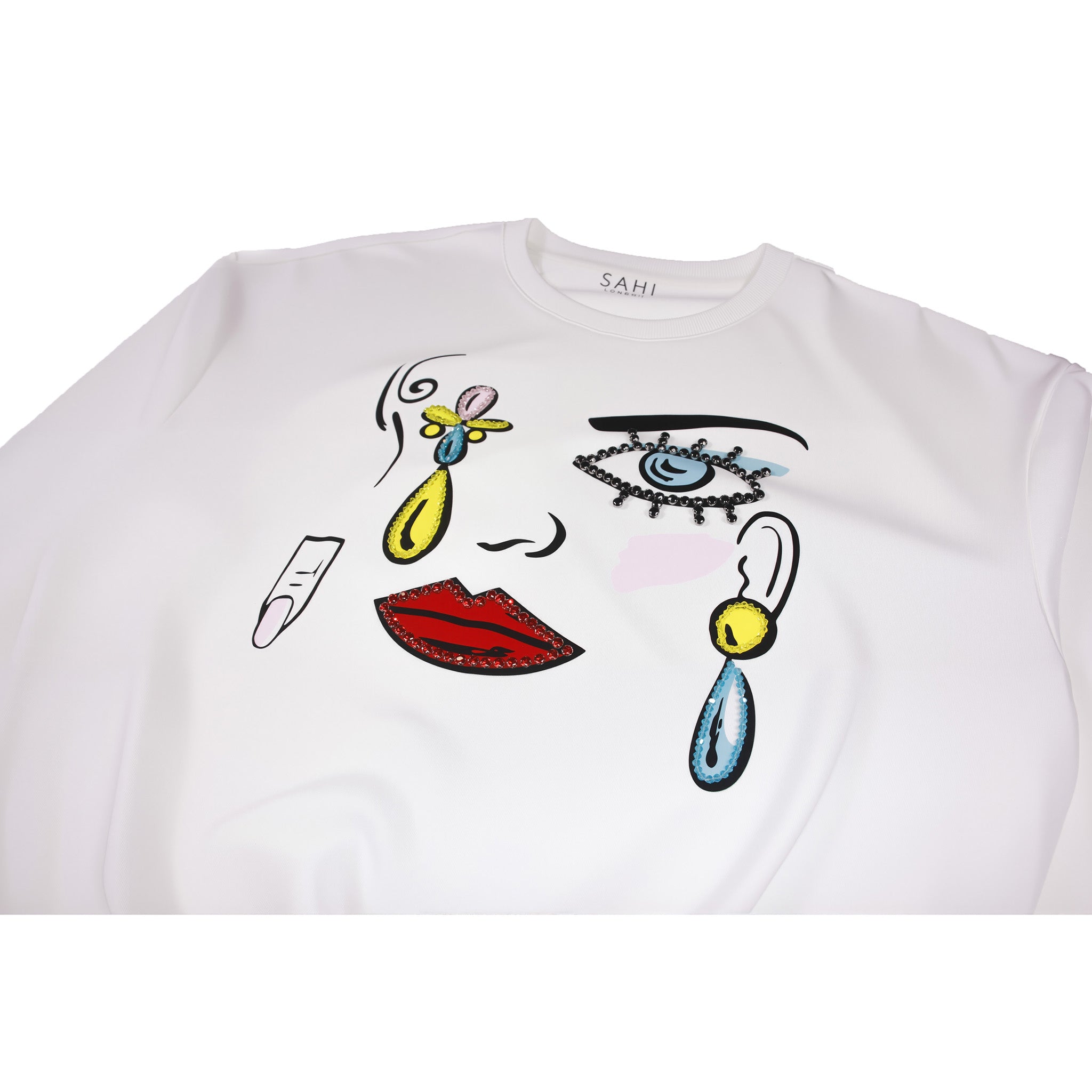 Cotton Printed and Embroidered Sweatshirt