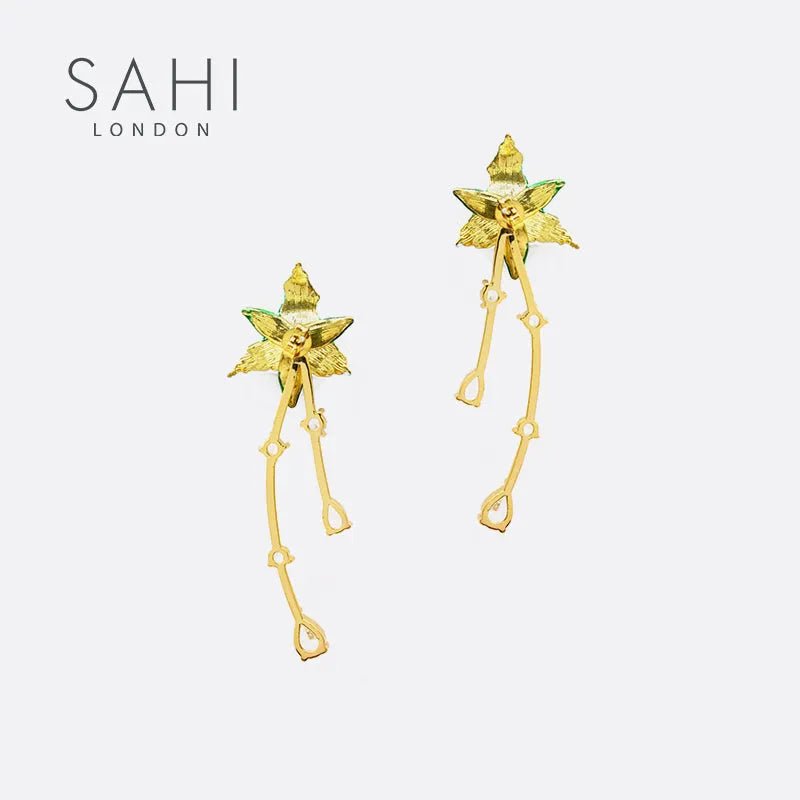 Enchanting Garden Flower Dangling Earrings - SAHI London | Handcrafted Jewellery Handbags & T-shirt Fashion