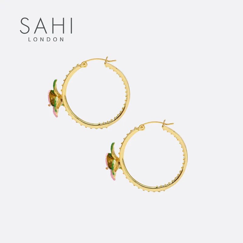 Enchanting Garden Flower Hoop Earrings - SAHI London | Handcrafted Jewellery Handbags & T-shirt Fashion