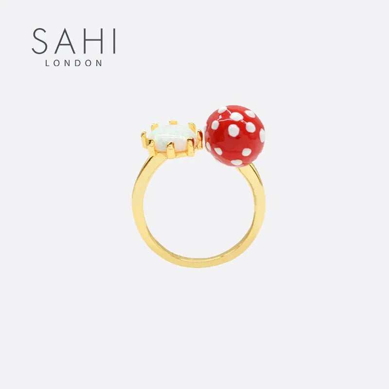 Enchanting Garden Mushroom Adjustable Ring - SAHI London | Handcrafted Jewellery Handbags & T-shirt Fashion
