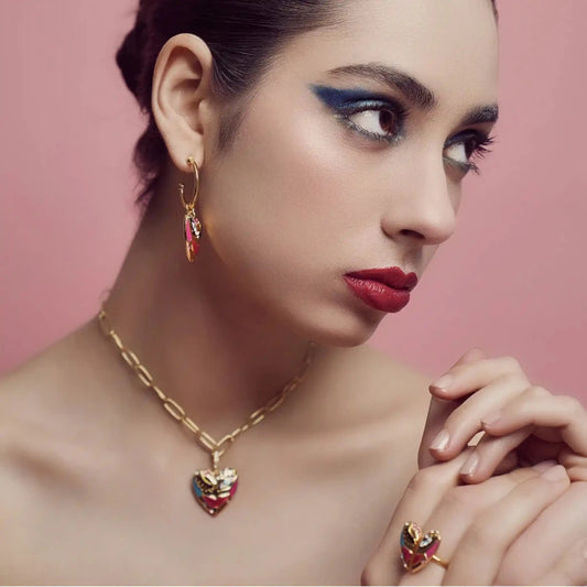 Love Affair Enamel Pendant Necklace - SAHI London | Handcrafted Jewellery Handbags & T-shirt Fashion