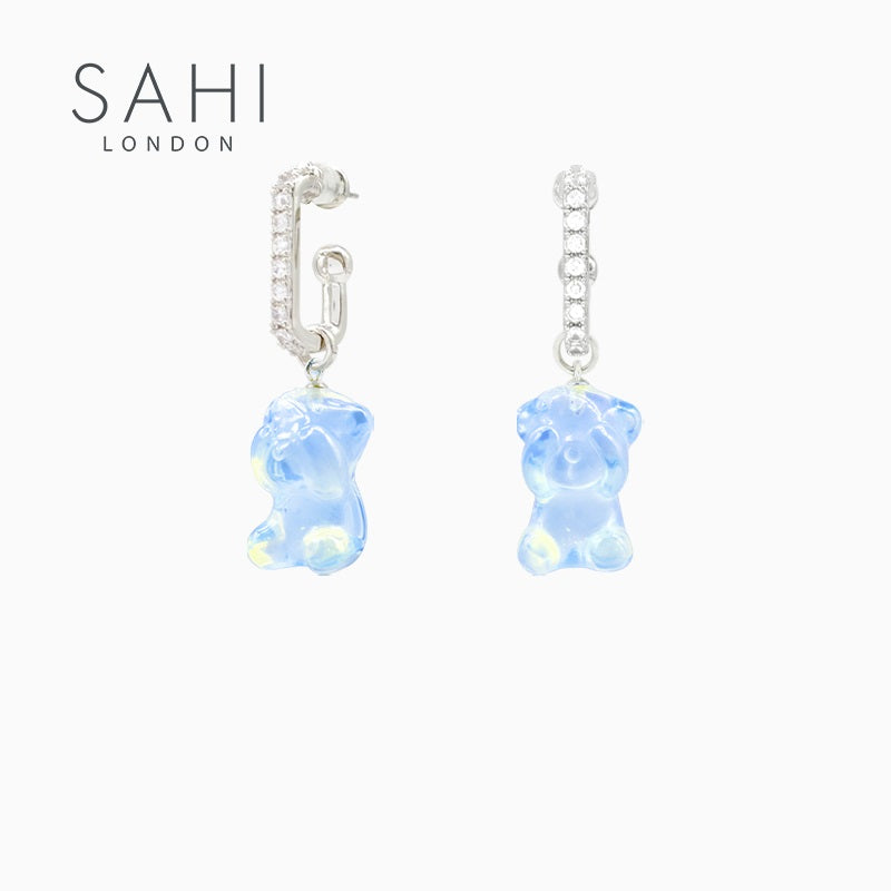 Blue Bear Drop Earrings