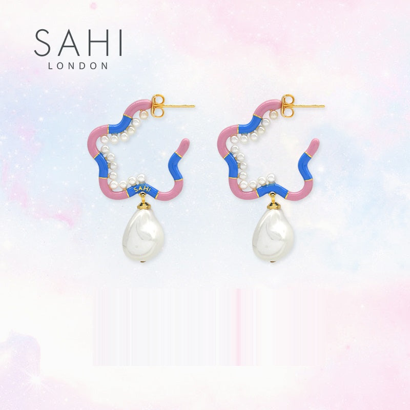Fantasy Starfish Pearl Hoop Earrings