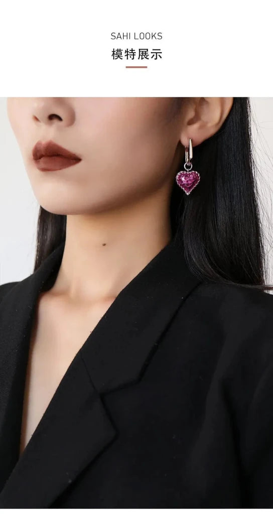With Love Heart Enameled Drop Dangling Earing - SAHI London | Handcrafted Jewellery Handbags & T-shirt Fashion