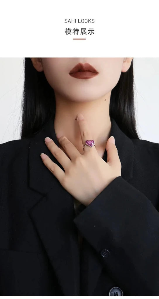 With Love Heart Enamel Adjustable Ring - SAHI London | Handcrafted Jewellery Handbags & T-shirt Fashion