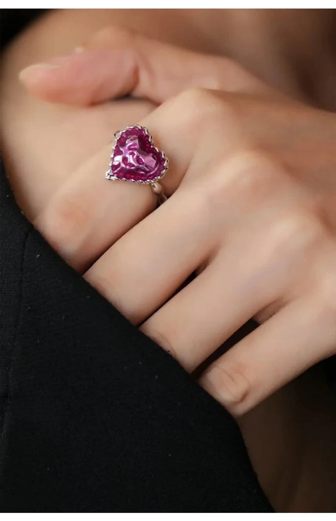 With Love Heart Enamel Adjustable Ring - SAHI London | Handcrafted Jewellery Handbags & T-shirt Fashion