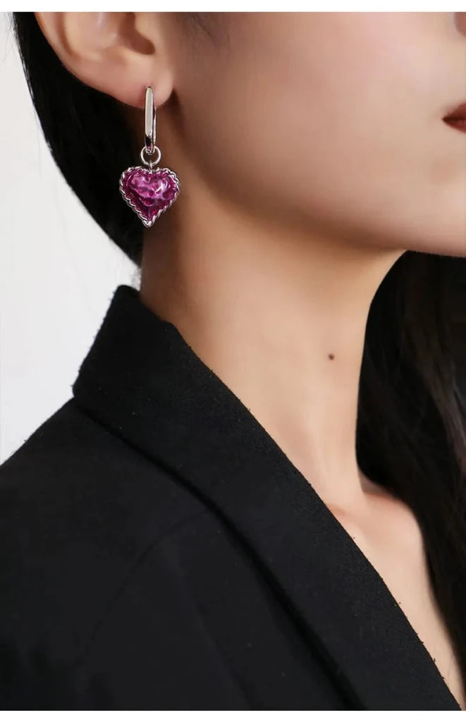 With Love Heart Enameled Drop Dangling Earing - SAHI London | Handcrafted Jewellery Handbags & T-shirt Fashion