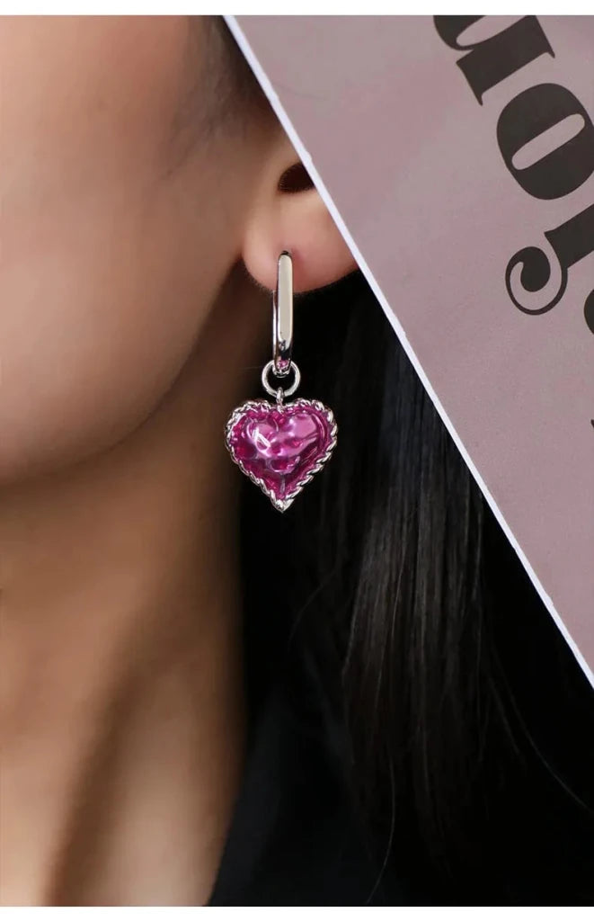 With Love Heart Enameled Drop Dangling Earing - SAHI London | Handcrafted Jewellery Handbags & T-shirt Fashion