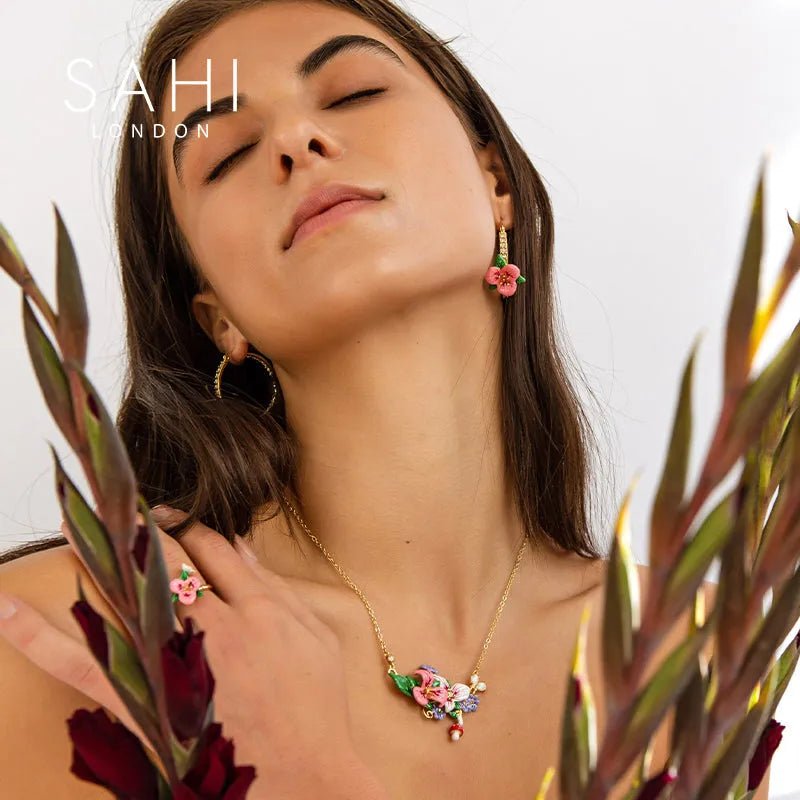 Enchanting Garden Enamel Necklace - SAHI London | Handcrafted Jewellery Handbags & T-shirt Fashion