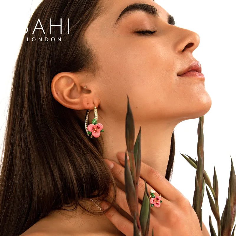 Enchanting Garden Flower Hoop Earrings - SAHI London | Handcrafted Jewellery Handbags & T-shirt Fashion