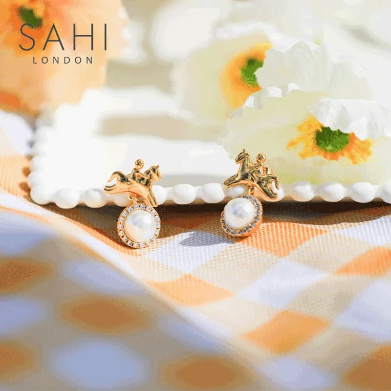 White Pearl Zircon Stones Crystal Drop Earring - SAHI London | Handcrafted Jewellery Handbags & T-shirt Fashion