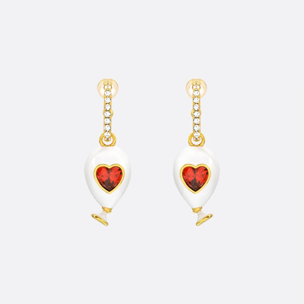 Age of Innocence Red & White Dangle Earrings - SAHI London | Handcrafted Jewellery Handbags & T-shirt Fashion