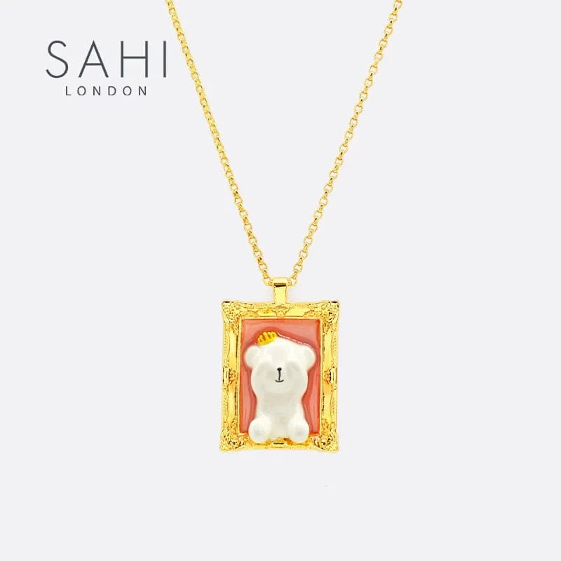 Picture Frame Cute Camellia Bear Chain Necklace - SAHI London | Handcrafted Jewellery Handbags & T-shirt Fashion