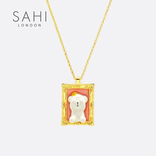 Picture Frame Cute Camellia Bear Chain Necklace - SAHI London | Handcrafted Jewellery Handbags & T-shirt Fashion