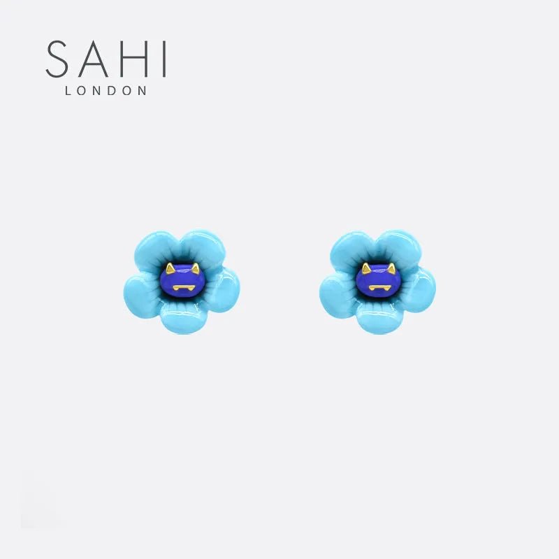 Monster White Flower Enamel Stud Earring - SAHI London | Handcrafted Jewellery Handbags & T-shirt Fashion