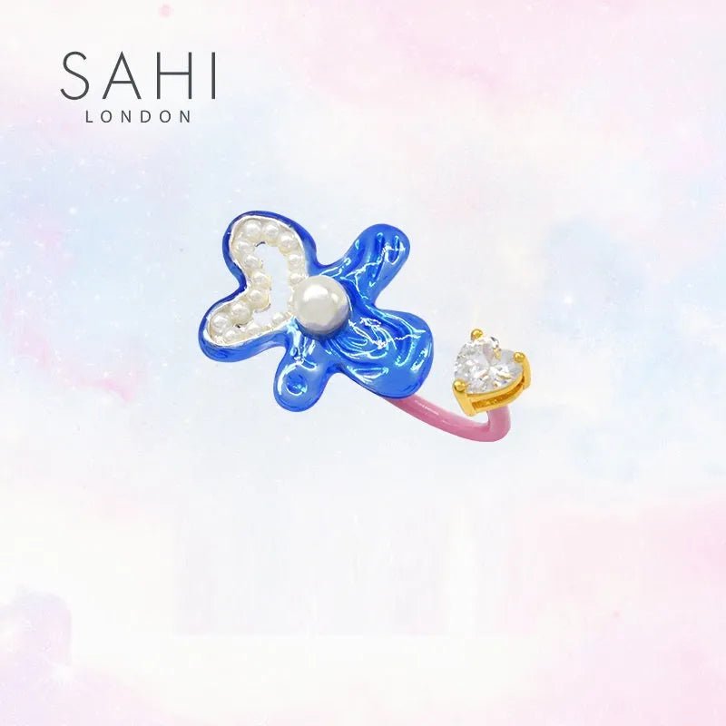 Fantasy Pearl And Enamel Adjustable Ring - SAHI London | Handcrafted Jewellery Handbags & T-shirt Fashion
