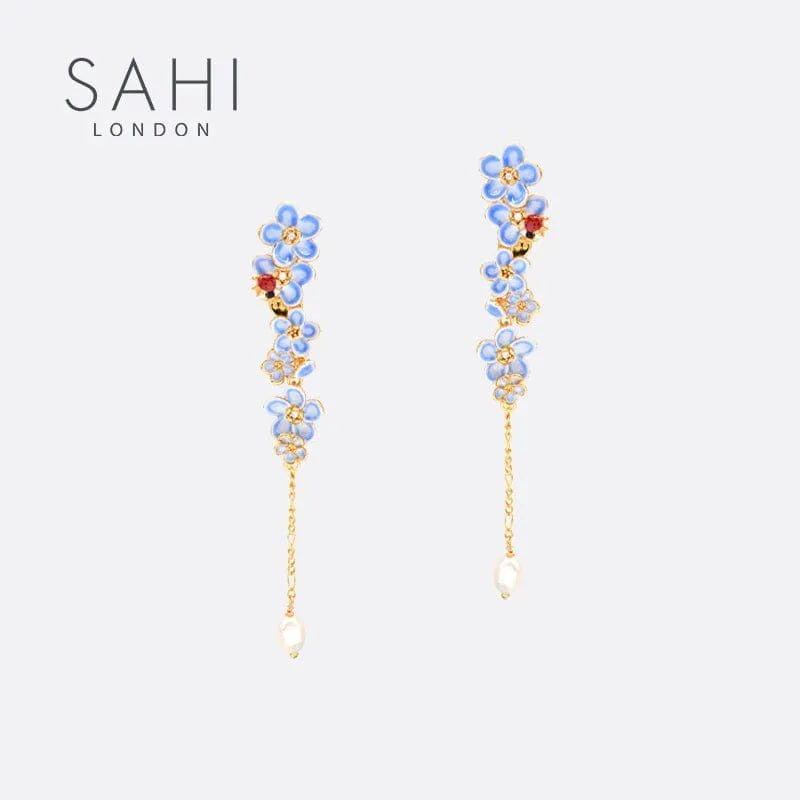 Forget Me Not Flower Dangle Enamel Earring - SAHI London | Handcrafted Jewellery Handbags & T-shirt Fashion