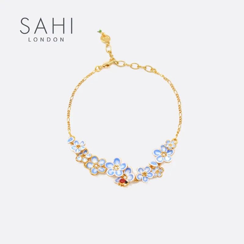 Forget Me Not Flower Charm Enamel Chain Bracelet - SAHI London | Handcrafted Jewellery Handbags & T-shirt Fashion