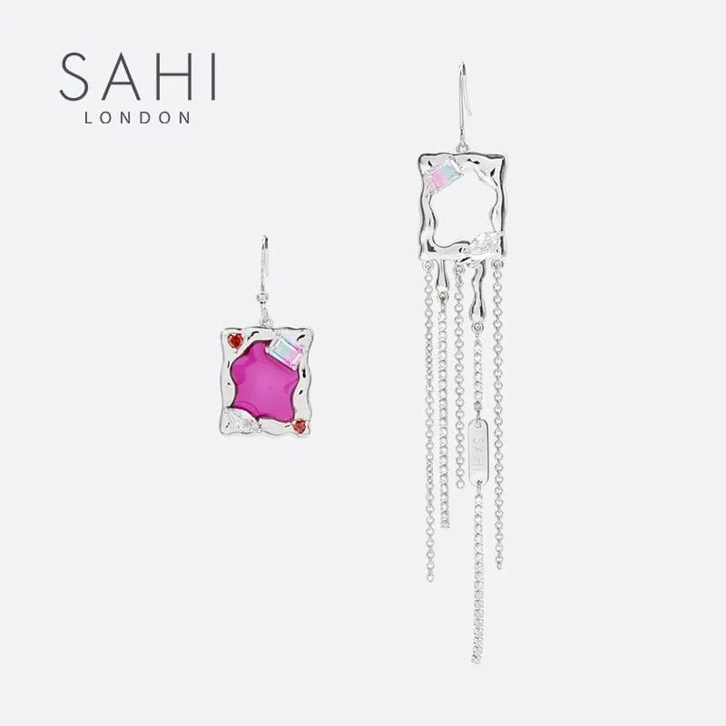 With Love Heart Enamel Metaverse Rain Dangling Earrings - SAHI London | Handcrafted Jewellery Handbags & T-shirt Fashion