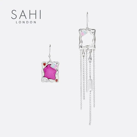 With Love Heart Enamel Metaverse Rain Dangling Earrings - SAHI London | Handcrafted Jewellery Handbags & T-shirt Fashion