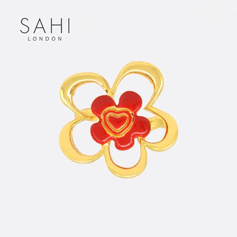 Little Red Flower Adjustable Ring - SAHI London | Handcrafted Jewellery Handbags & T-shirt Fashion