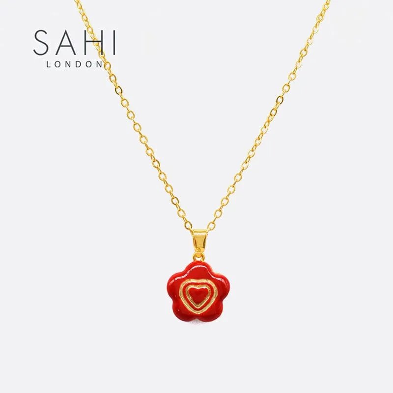 Little Flower Flip Pendant Necklace - SAHI London | Handcrafted Jewellery Handbags & T-shirt Fashion
