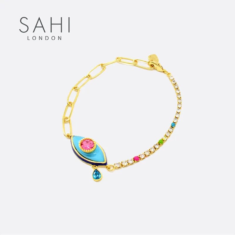 Love Affair Enamel Teardrop Chain & Link Bracelet - SAHI London | Handcrafted Jewellery Handbags & T-shirt Fashion