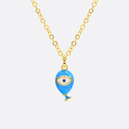 Age of Innocence Blue Eyed Ballon Adjustable necklace - SAHI London | Handcrafted Jewellery Handbags & T-shirt Fashion