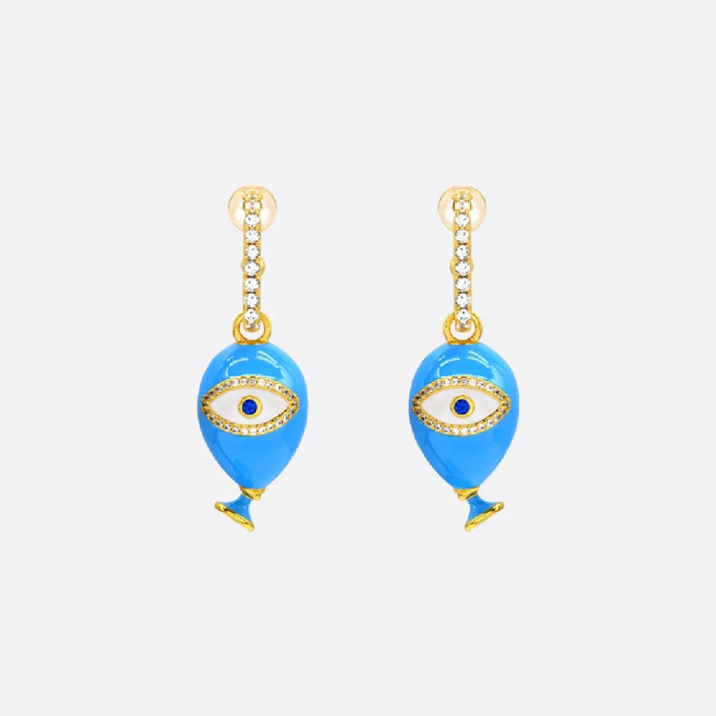 Age of Innocence Blue Eye Dangle Earrings - SAHI London | Handcrafted Jewellery Handbags & T-shirt Fashion