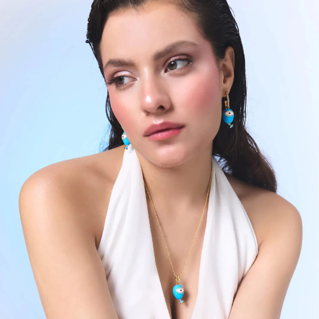 Age of Innocence Blue Eyed Ballon Adjustable necklace - SAHI London | Handcrafted Jewellery Handbags & T-shirt Fashion