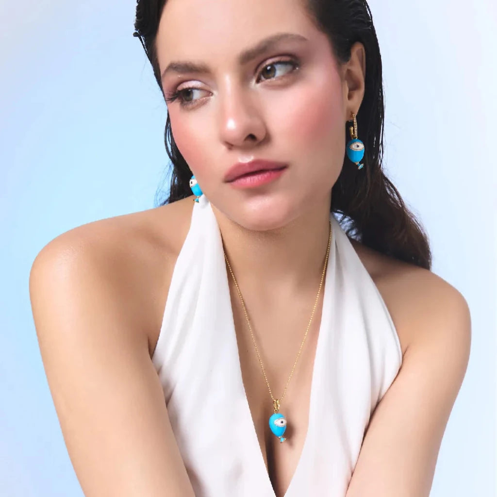 Age of Innocence Blue Eyed Ballon Adjustable necklace - SAHI London | Handcrafted Jewellery Handbags & T-shirt Fashion