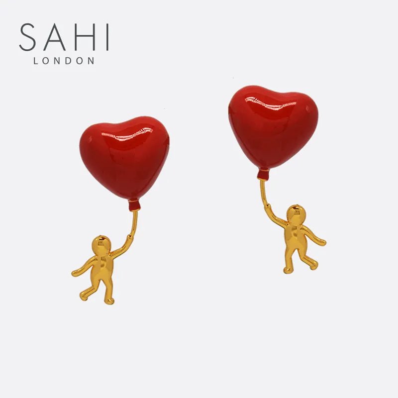 Heart Shaped Enamel Drop Earrings - SAHI London | Handcrafted Jewellery Handbags & T-shirt Fashion