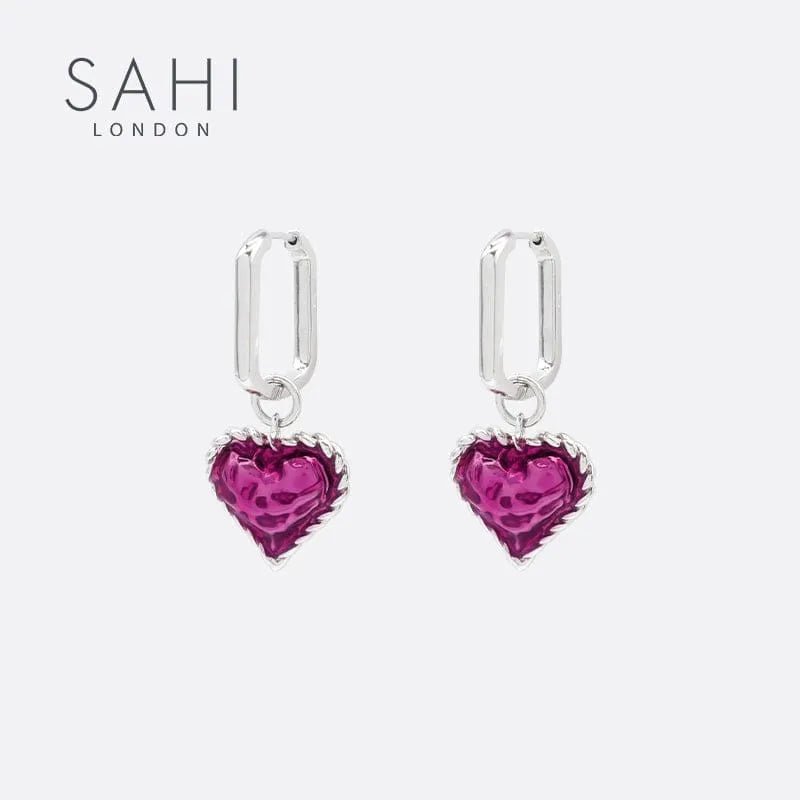 With Love Heart Enameled Drop Dangling Earing - SAHI London | Handcrafted Jewellery Handbags & T-shirt Fashion