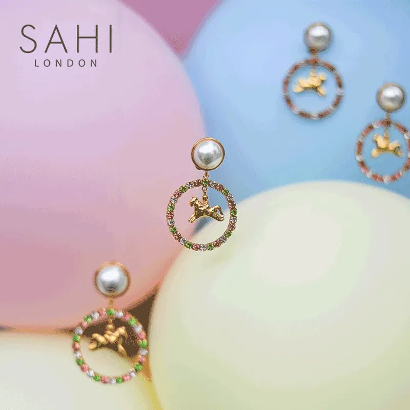 White Pearl Zircon Stones Crystal Hoop Earring - SAHI London | Handcrafted Jewellery Handbags & T-shirt Fashion