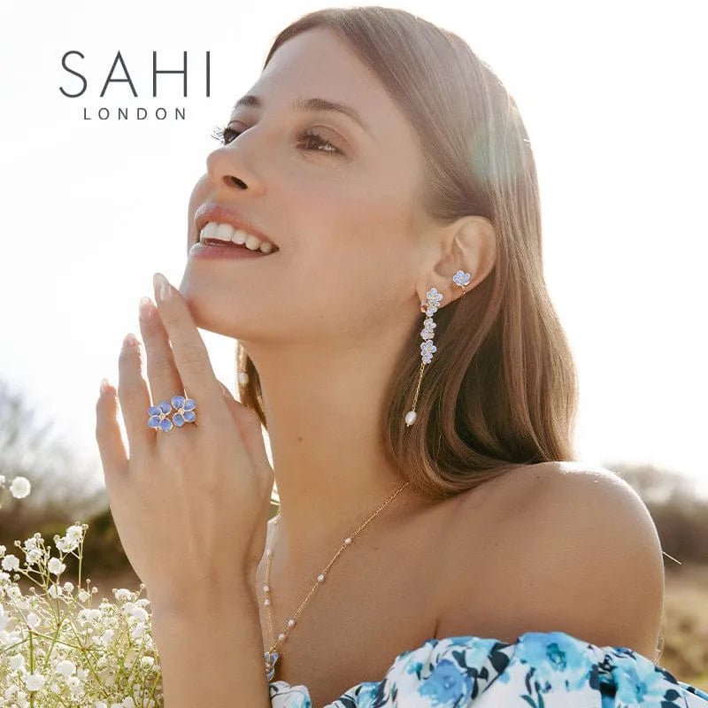 Forget me not Enameled Flower Adjustable Ring - SAHI London | Handcrafted Jewellery Handbags & T-shirt Fashion
