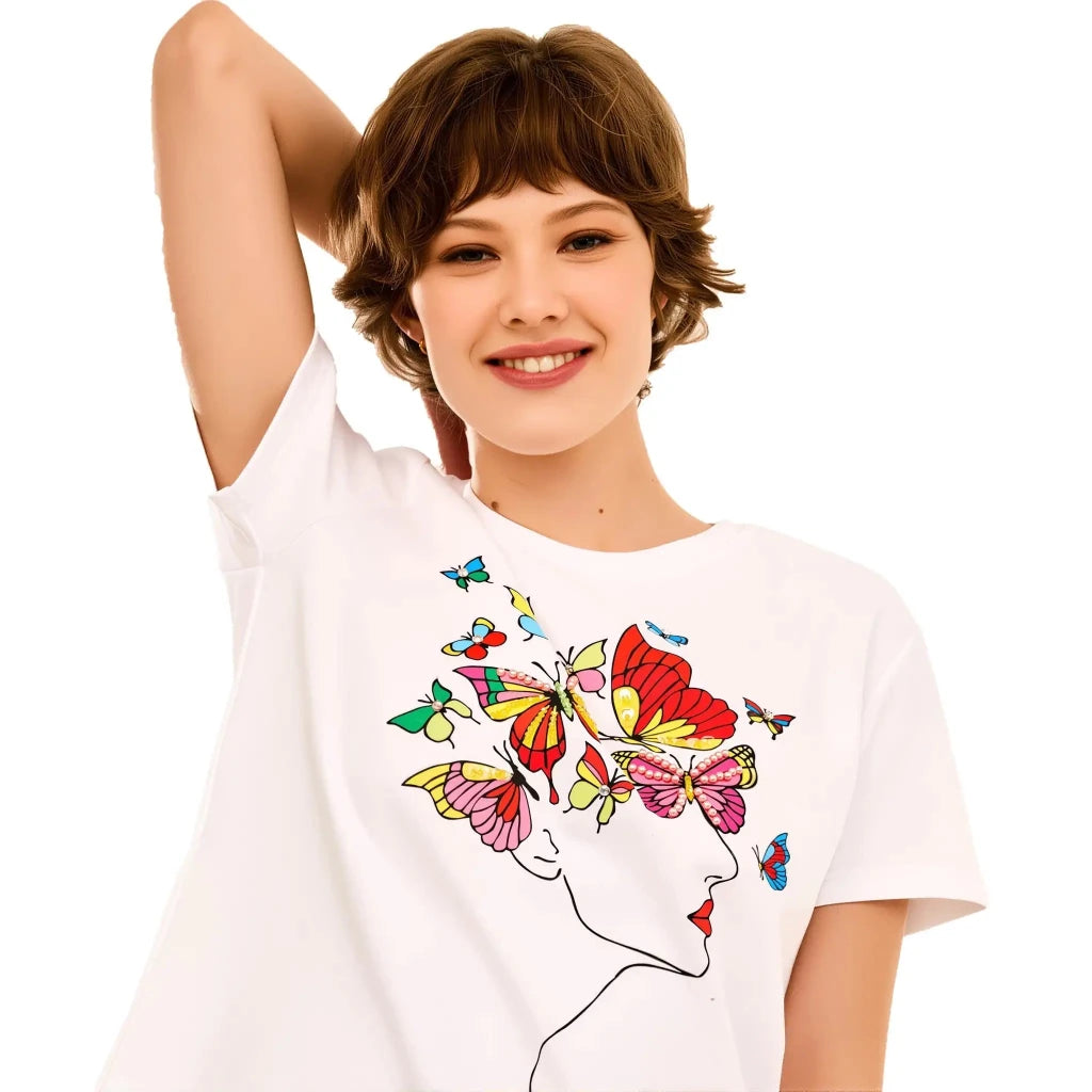 Cotton Printer & Hotfix T-Shirt - SAHI London | Handcrafted Jewellery Handbags & T-shirt Fashion