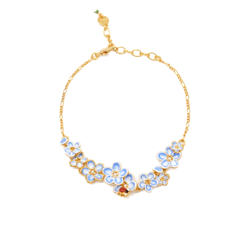 Forget Me Not Flower Charm Enamel Chain Bracelet - SAHI London | Handcrafted Jewellery Handbags & T-shirt Fashion