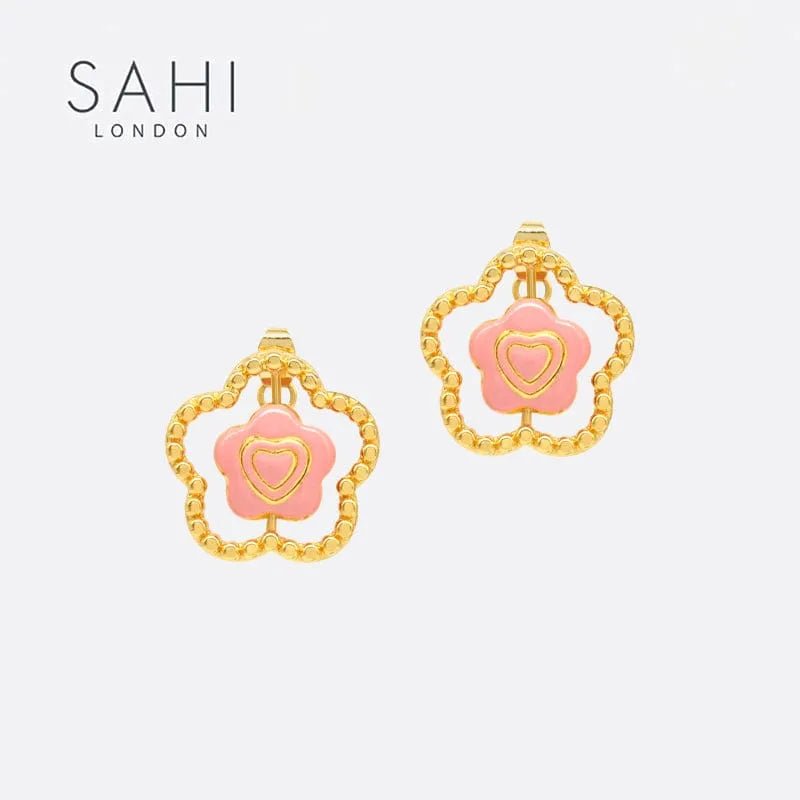 Little Red Flower Flip Stud Earring - SAHI London | Handcrafted Jewellery Handbags & T-shirt Fashion