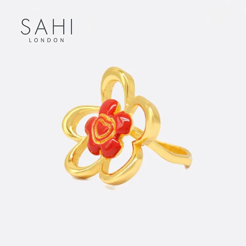 Little Red Flower Adjustable Ring - SAHI London | Handcrafted Jewellery Handbags & T-shirt Fashion