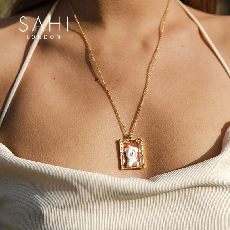 Picture Frame Cute Camellia Bear Chain Necklace - SAHI London | Handcrafted Jewellery Handbags & T-shirt Fashion