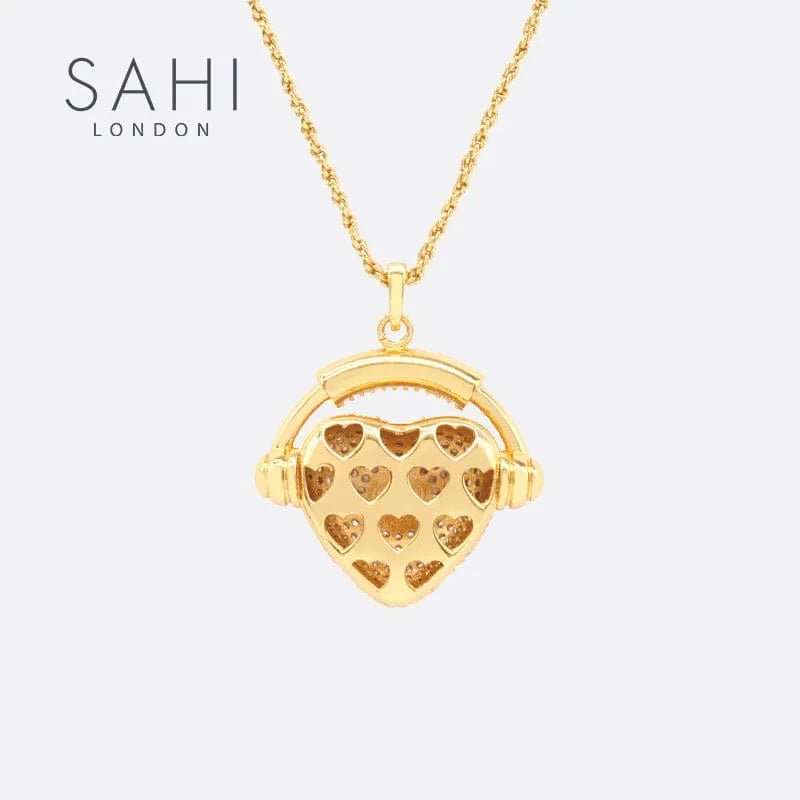 Heart & Headphone Pendant Crystal Necklace - SAHI London | Handcrafted Jewellery Handbags & T-shirt Fashion