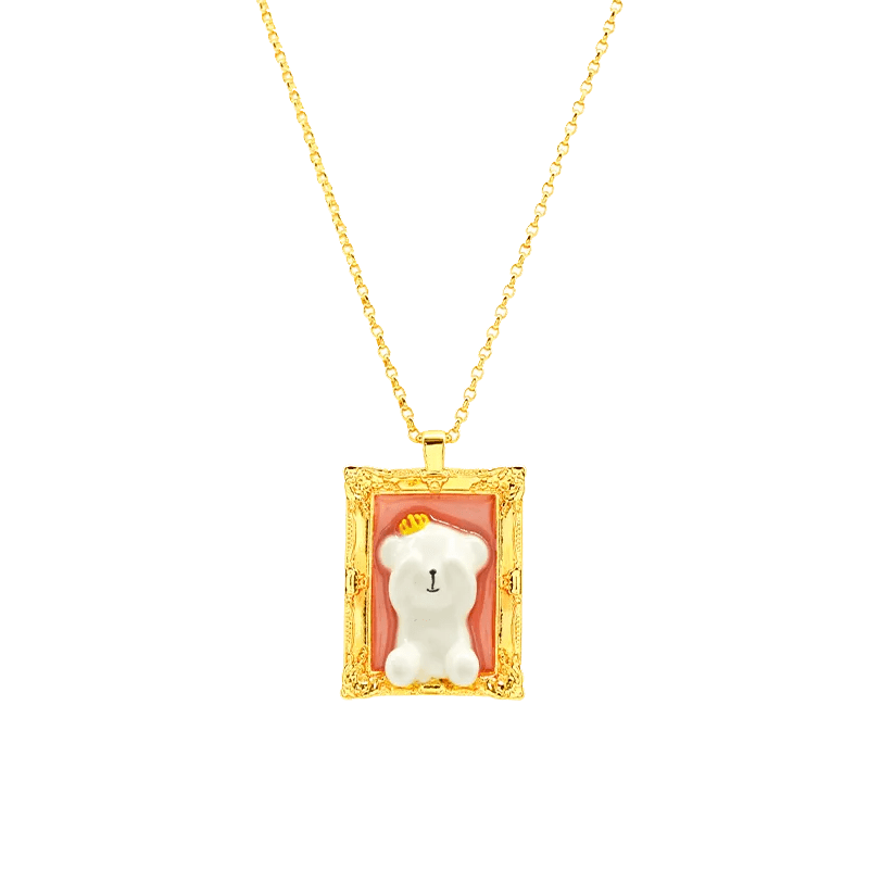Picture Frame Cute Camellia Bear Chain Necklace - SAHI London | Handcrafted Jewellery Handbags & T-shirt Fashion