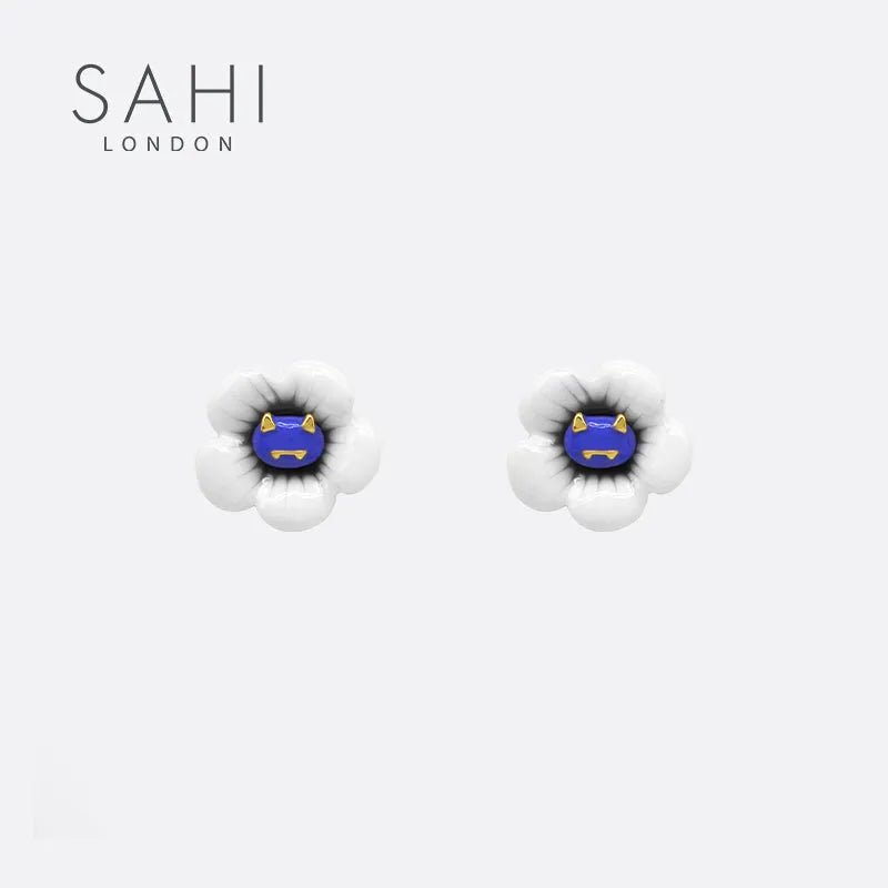 Monster White Flower Enamel Stud Earring - SAHI London | Handcrafted Jewellery Handbags & T-shirt Fashion