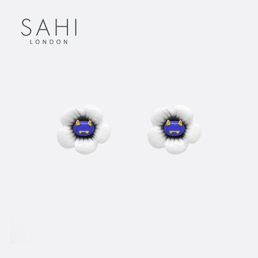 Monster White Flower Enamel Stud Earring - SAHI London | Handcrafted Jewellery Handbags & T-shirt Fashion