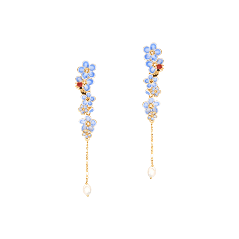 Forget Me Not Flower Dangle Enamel Earring - SAHI London | Handcrafted Jewellery Handbags & T-shirt Fashion